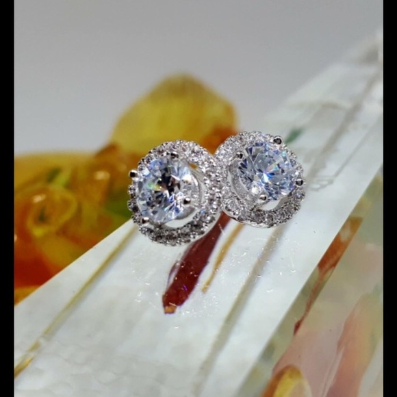 New Real 925 Cz Diamond Silver Earrings - Picture 2 of 5